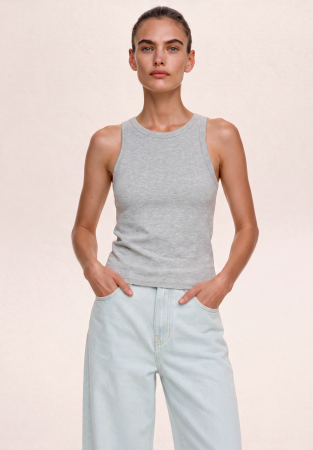 Grey melange ribana top